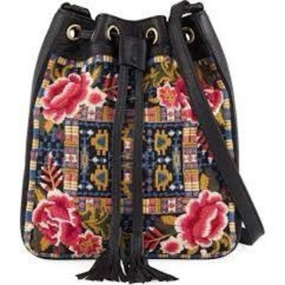 Johnny Was Johnny Was Axton Embroidered Leather Pull Closure Purse Crossbody Bag - Picture 3 of 12